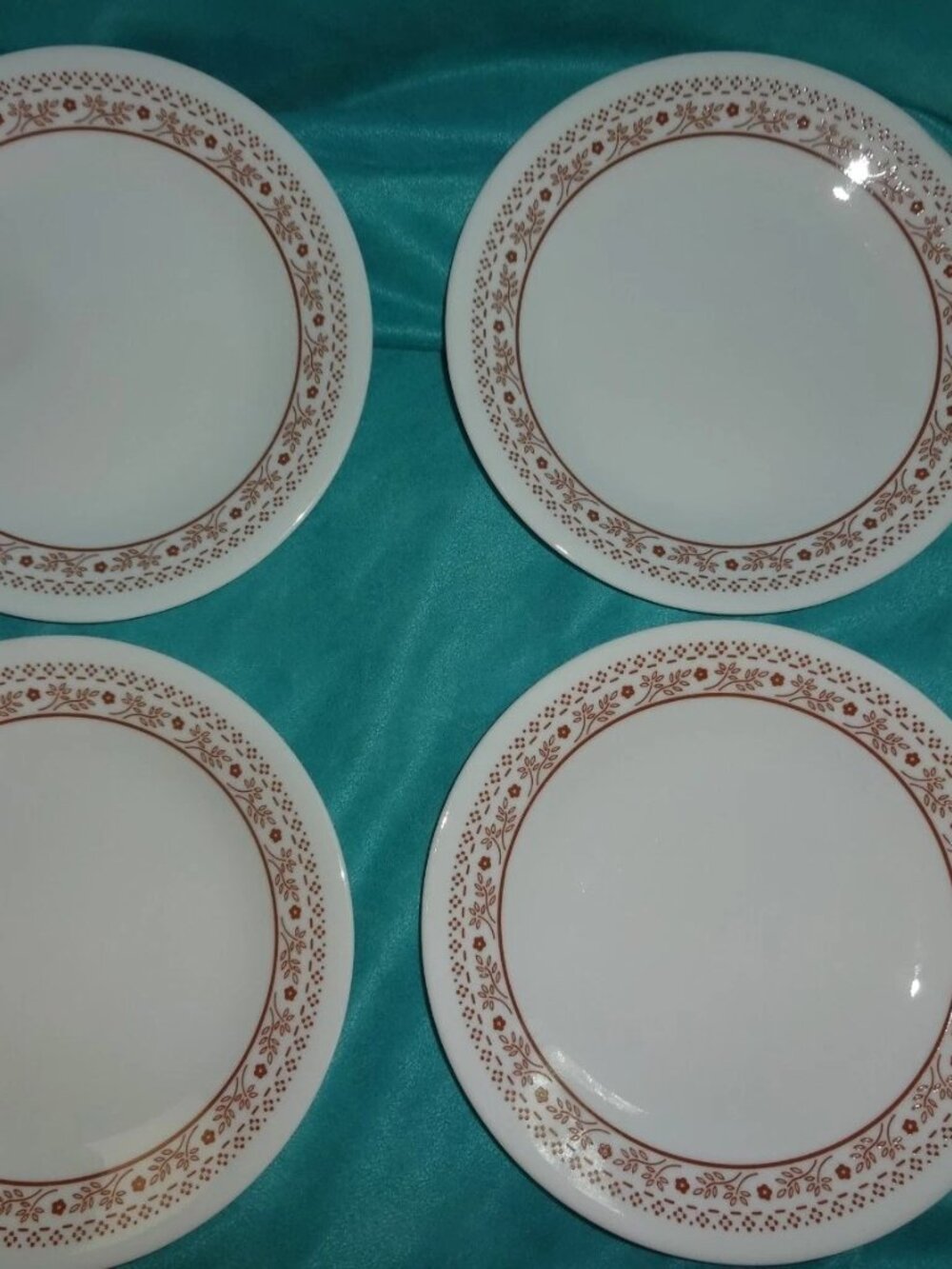 4 Corelle by Corning Summer Impressions 10 1/4” Dinner Plates in Brown/Ginger